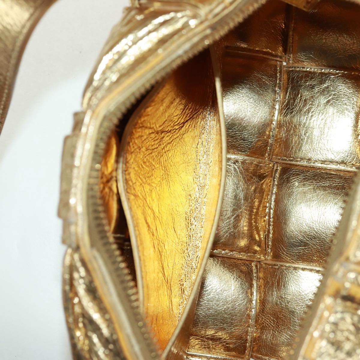 BOTTEGA VENETA MAXI INTRECCIATO Cassette Shoulder Bag Leather Gold Auth 170792