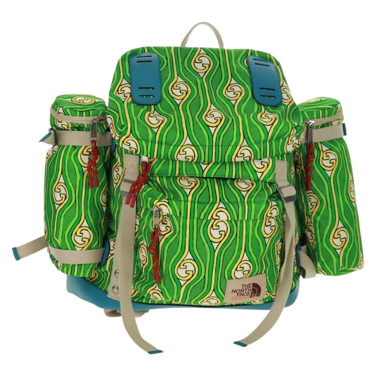 GUCCI The North Face Backpack Nylon Green Silver 650294 Auth 170794SAM