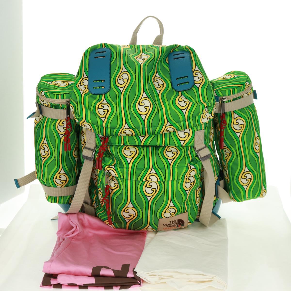 GUCCI The North Face Backpack Nylon Green Silver 650294 Auth 170794SAM