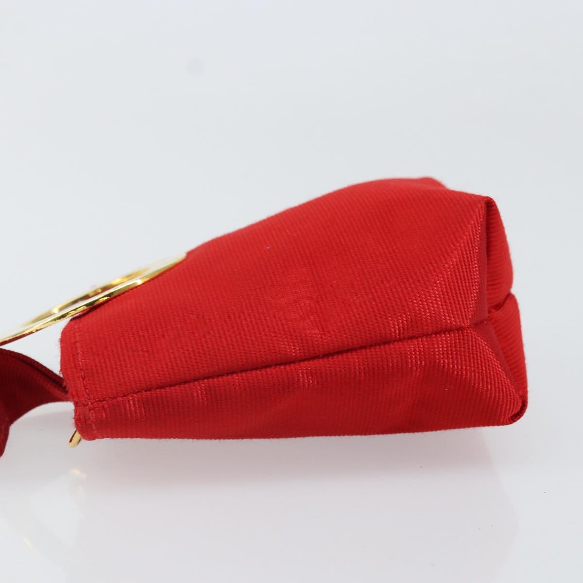 CELINE Circle Pouch Nylon Handkerchief Set Red Gold Auth 170797V