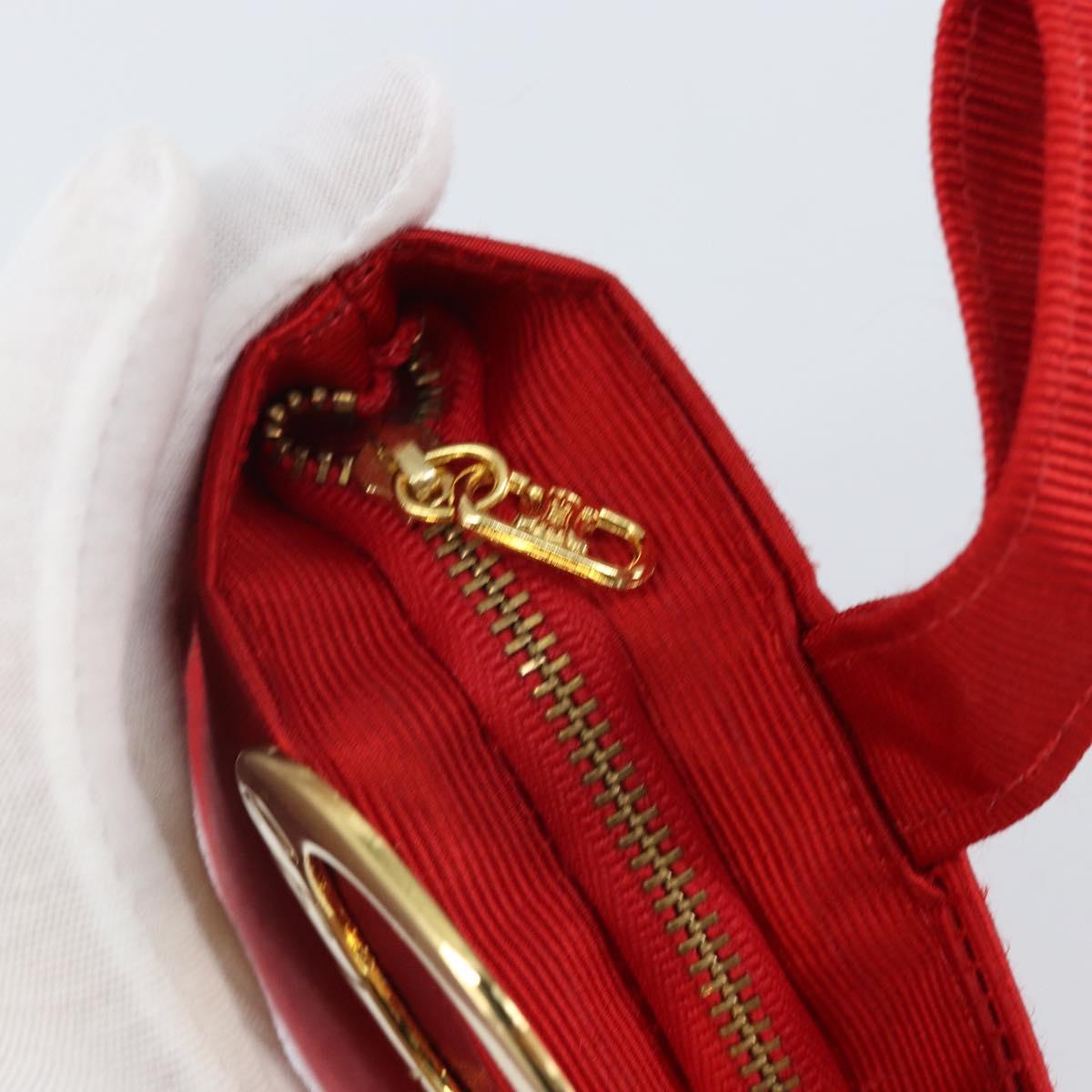 CELINE Circle Pouch Nylon Handkerchief Set Red Gold Auth 170797V