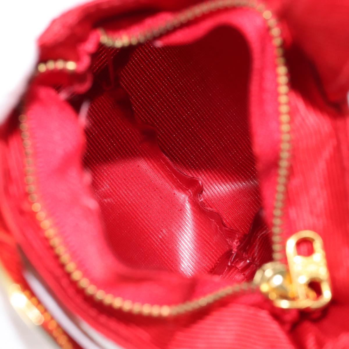 CELINE Circle Pouch Nylon Handkerchief Set Red Gold Auth 170797V