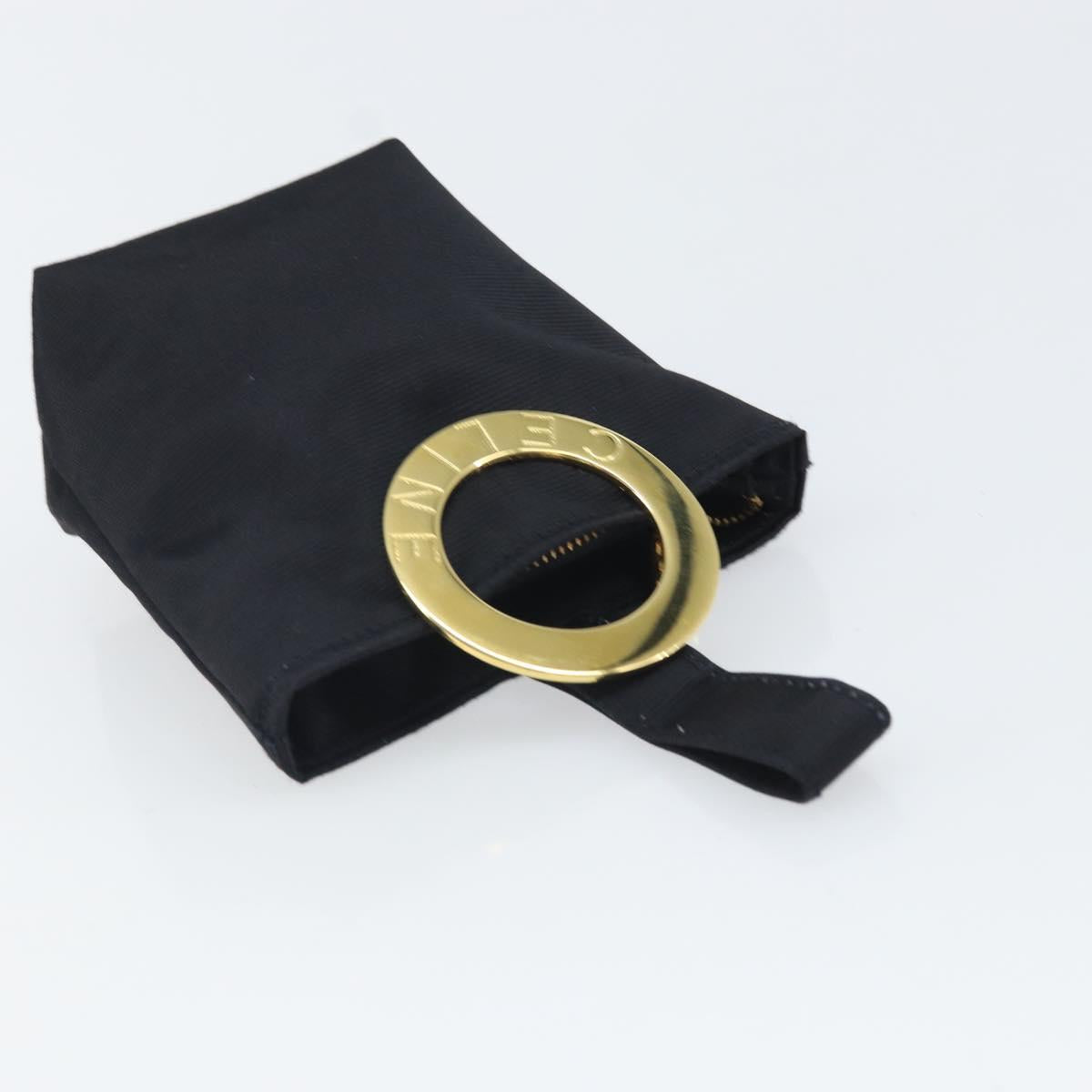CELINE Circle Pouch Nylon Black Gold Auth 170798V
