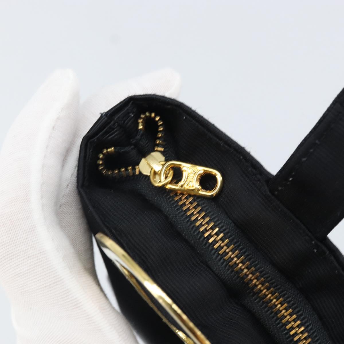 CELINE Circle Pouch Nylon Black Gold Auth 170798V
