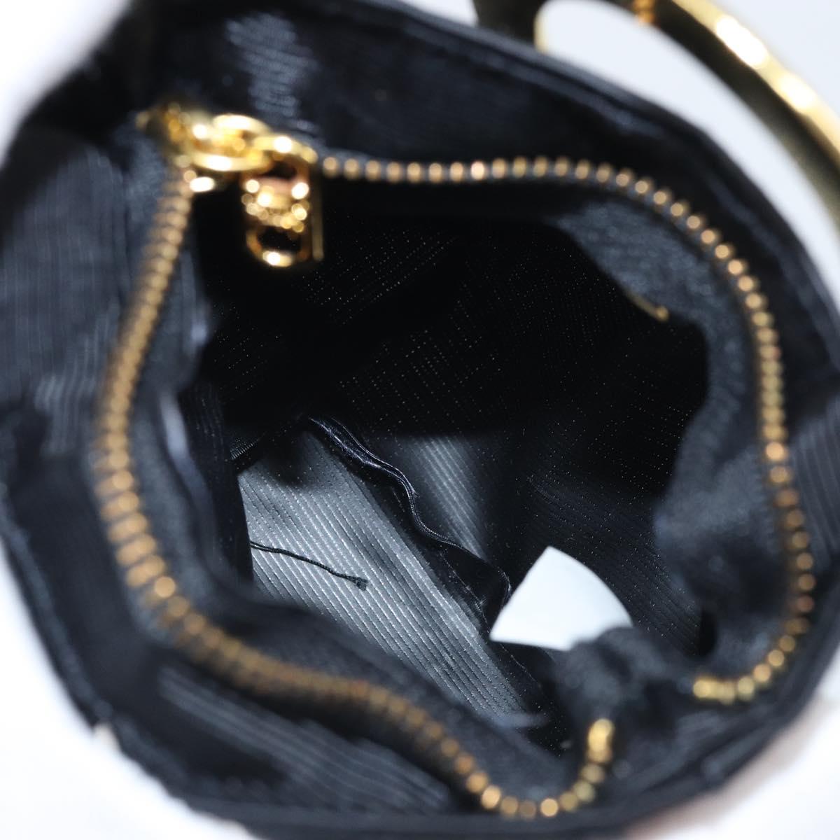 CELINE Circle Pouch Nylon Black Gold Auth 170798V