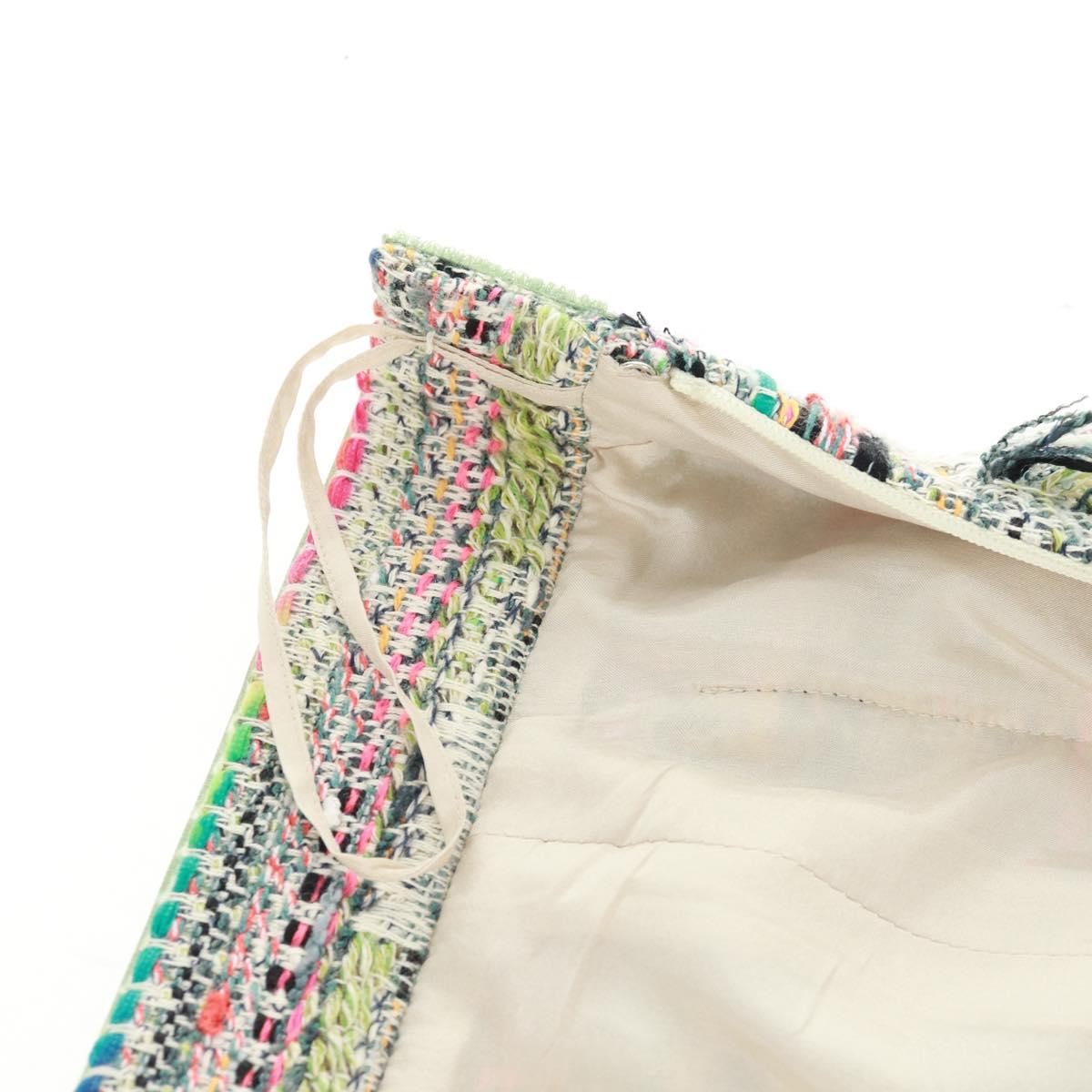 CHANEL Skirt Tweed Multicolor CC Auth 170807V