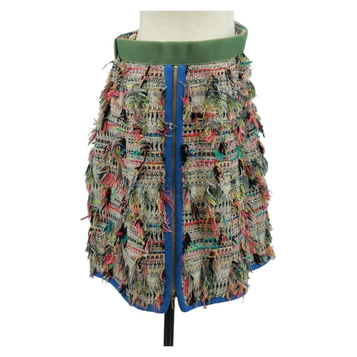 CHANEL Skirt Tweed Multicolor CC Auth 170807V