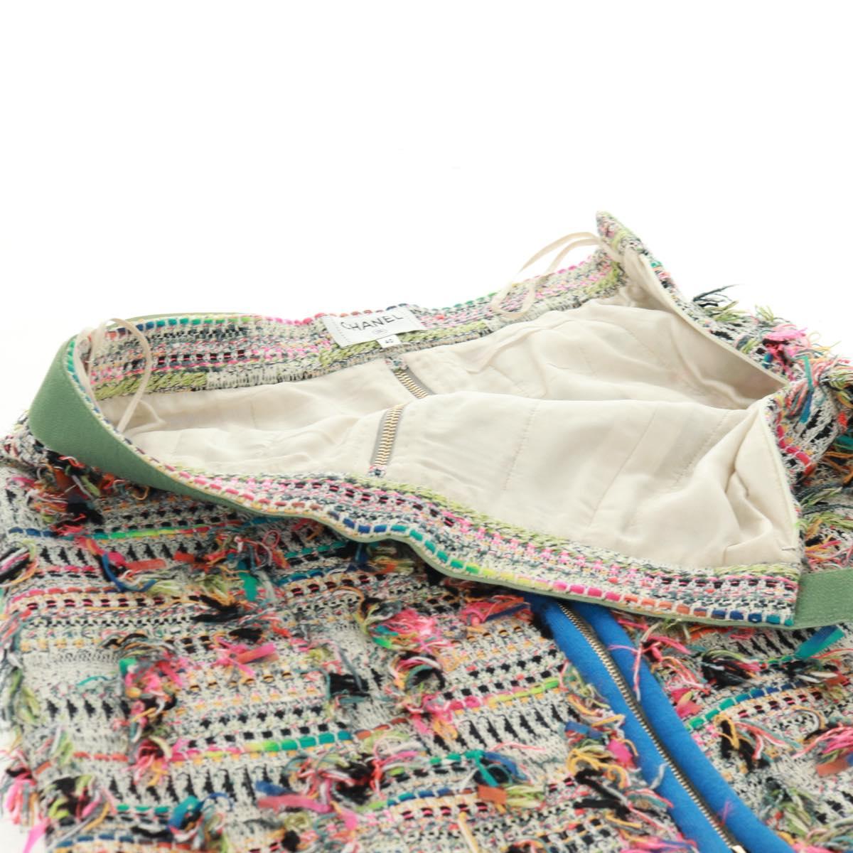 CHANEL Skirt Tweed Multicolor CC Auth 170807V