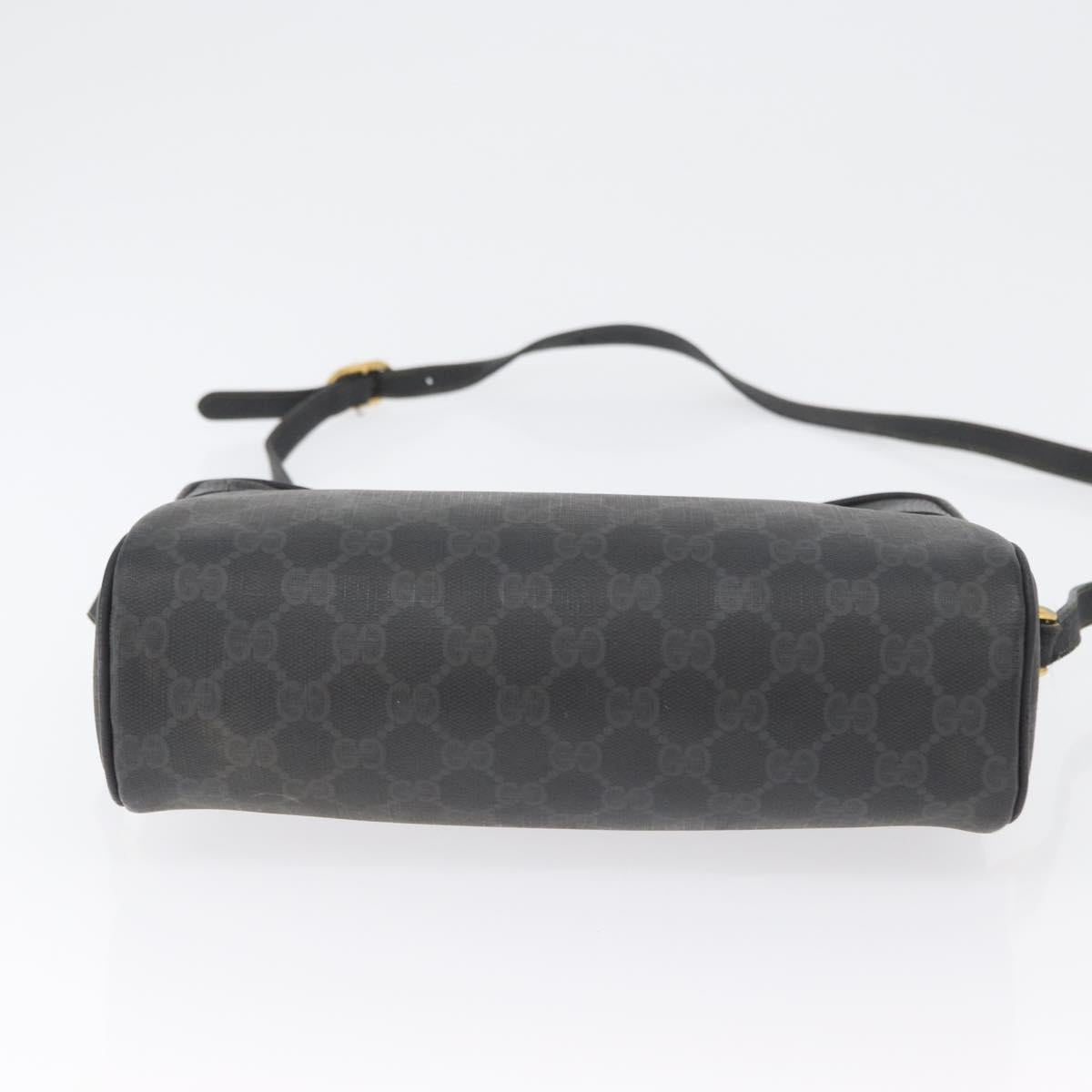 GUCCI GG Supreme Web Sherry Line Bag PVC Black Gold 72 02 088 Auth 170825A
