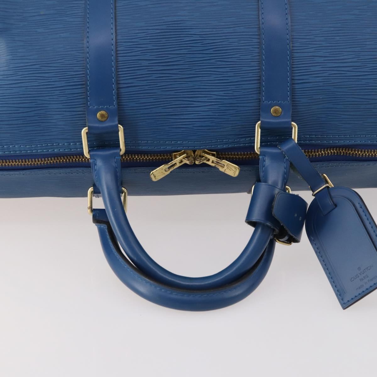 LOUIS VUITTON Epi Keepall 50 Boston Bag Blue M42965 LV Auth 170836