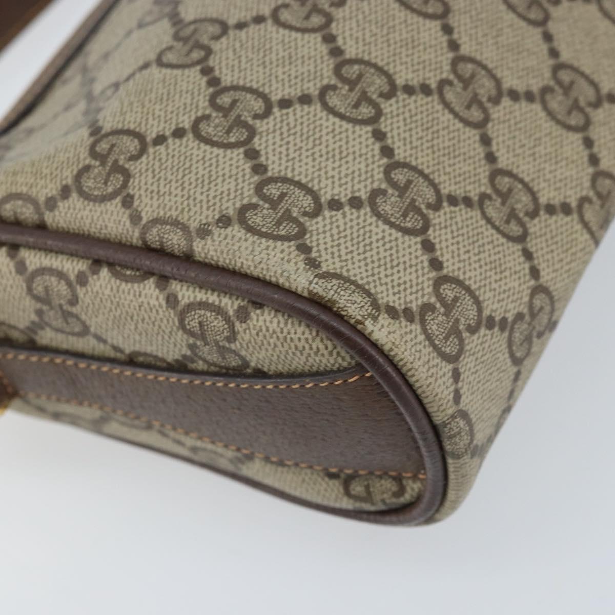 GUCCI GG Supreme Web Sherry Line Bag PVC Beige Gold 89 02 018 Auth 170839