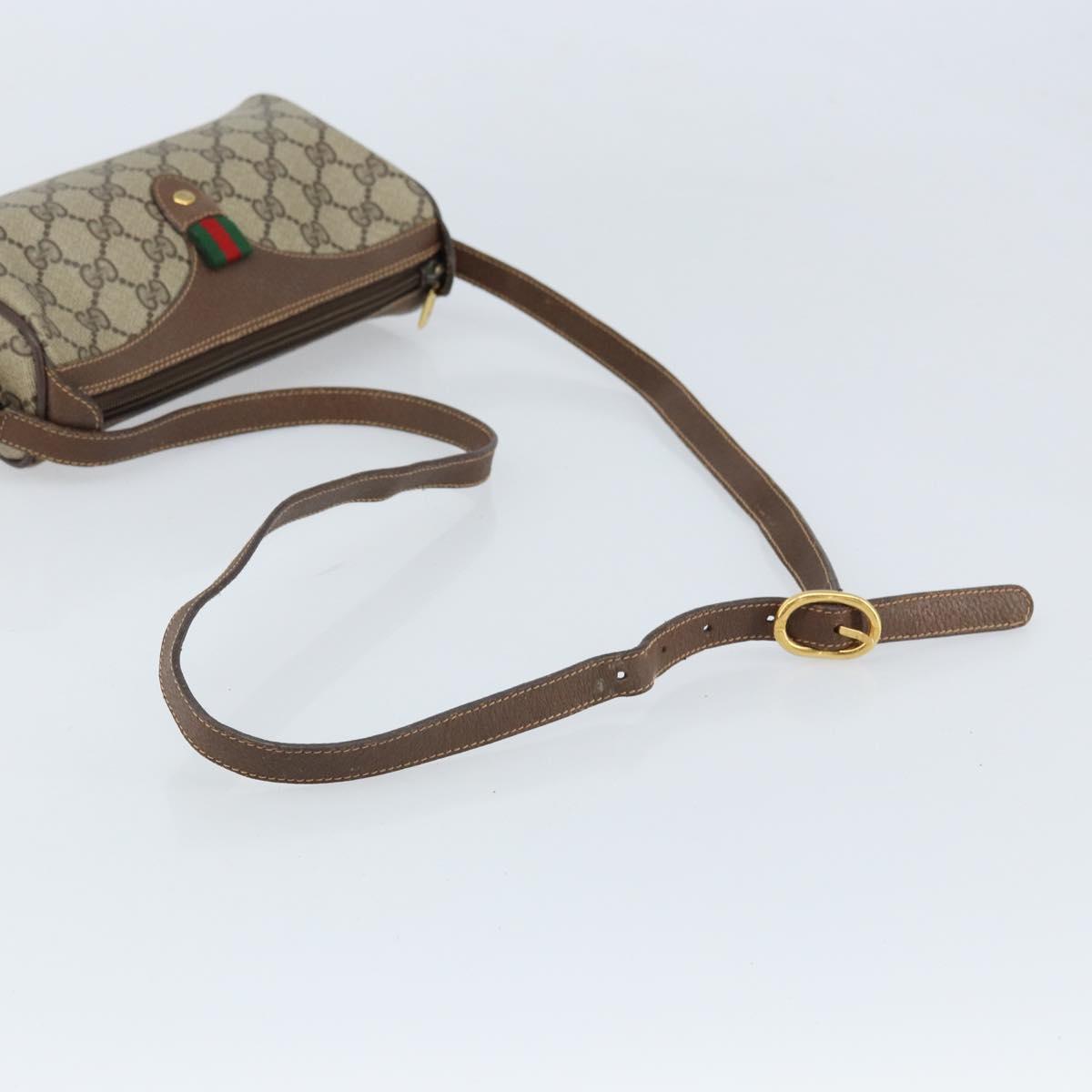 GUCCI GG Supreme Web Sherry Line Bag PVC Beige Gold 89 02 018 Auth 170839