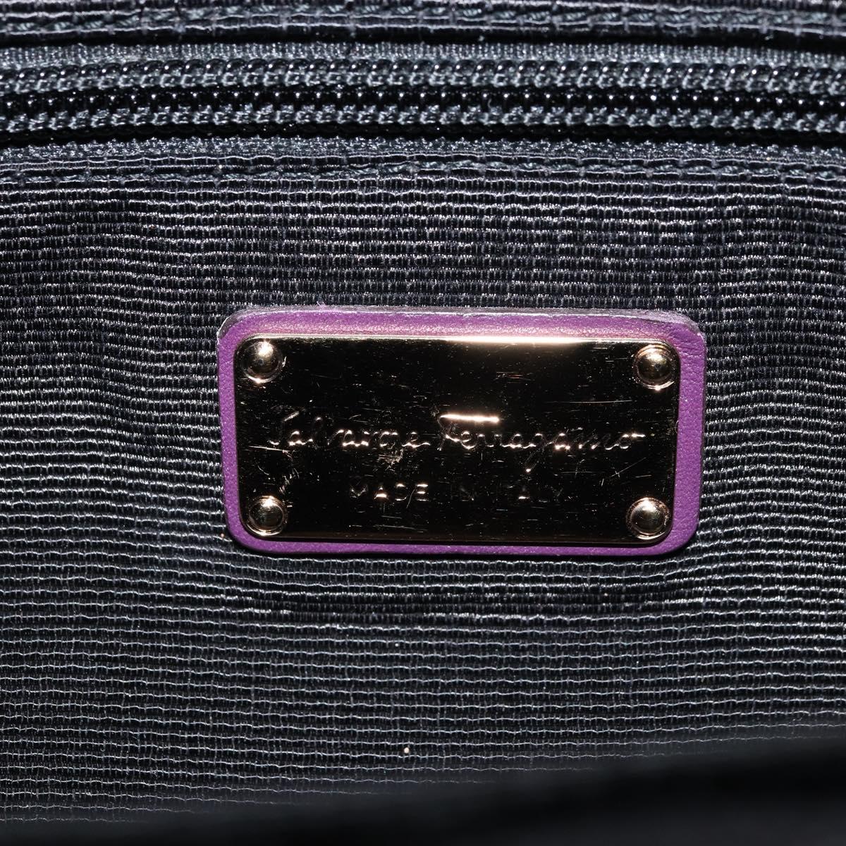 Salvatore Ferragamo Vala Shoulder Bag Nylon Purple Gold Auth 170840A