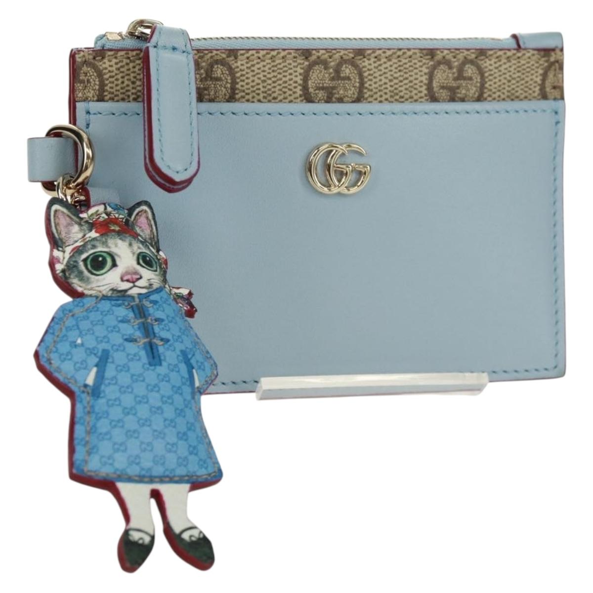 GUCCI GG Supreme Key Case PVC Light Blue 847916 Auth 170844SM