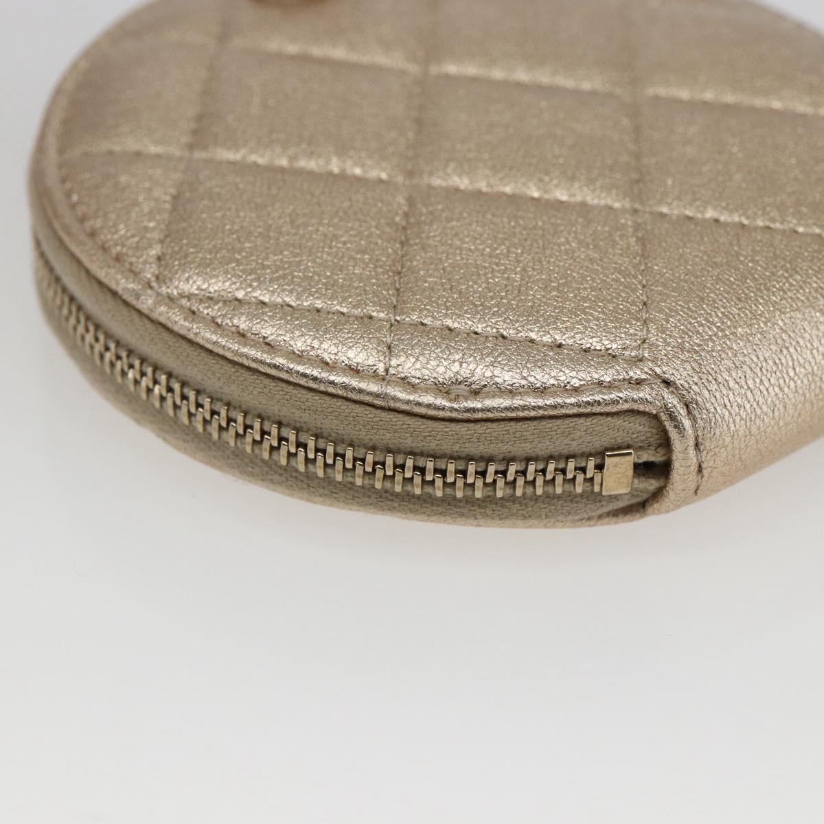 CHANEL Matelasse Coin Purse & AirPods Case Pouch Leather Gold CC Auth 170846SM