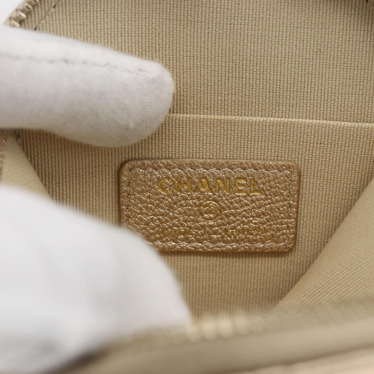 CHANEL Matelasse Coin Purse & AirPods Case Pouch Leather Gold CC Auth 170846SM