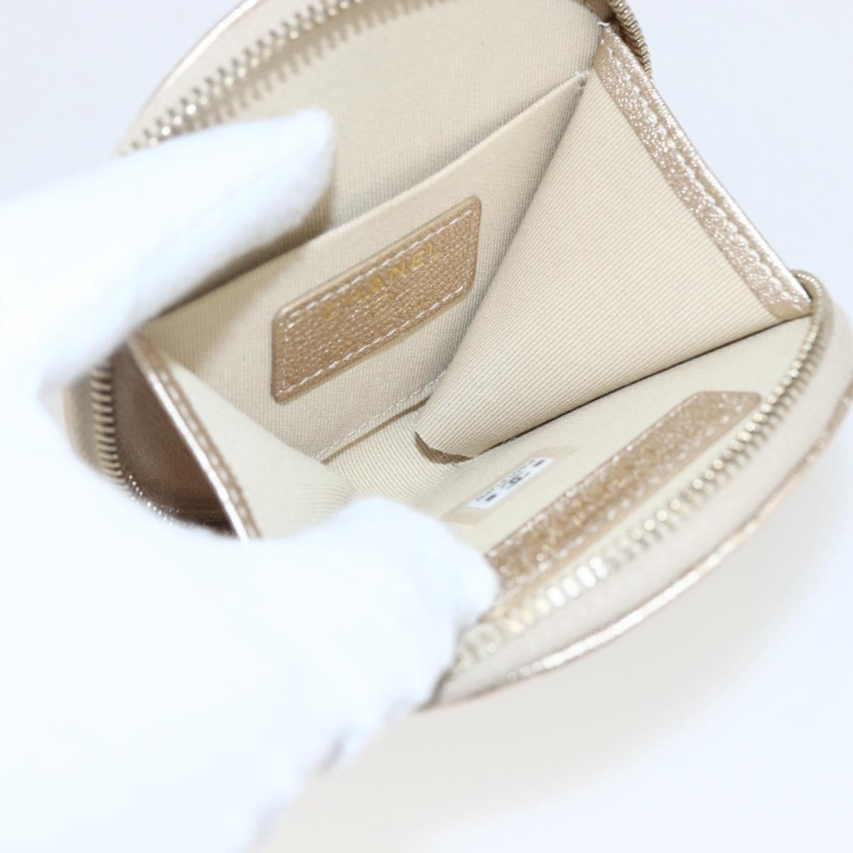CHANEL Matelasse Coin Purse & AirPods Case Pouch Leather Gold CC Auth 170846SM