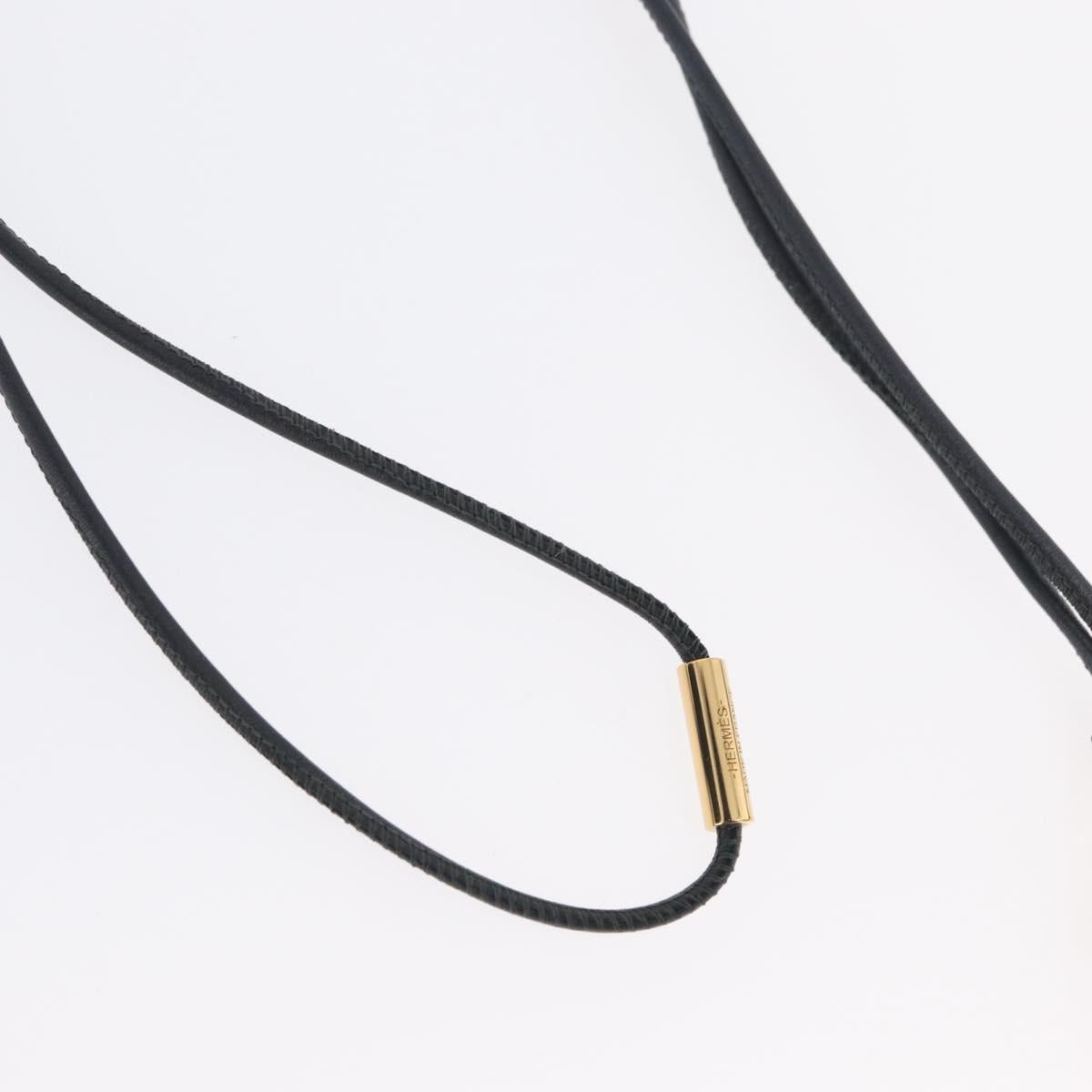 HERMES Mon Petit Kelly PM Necklace Leather Black Auth 170847M