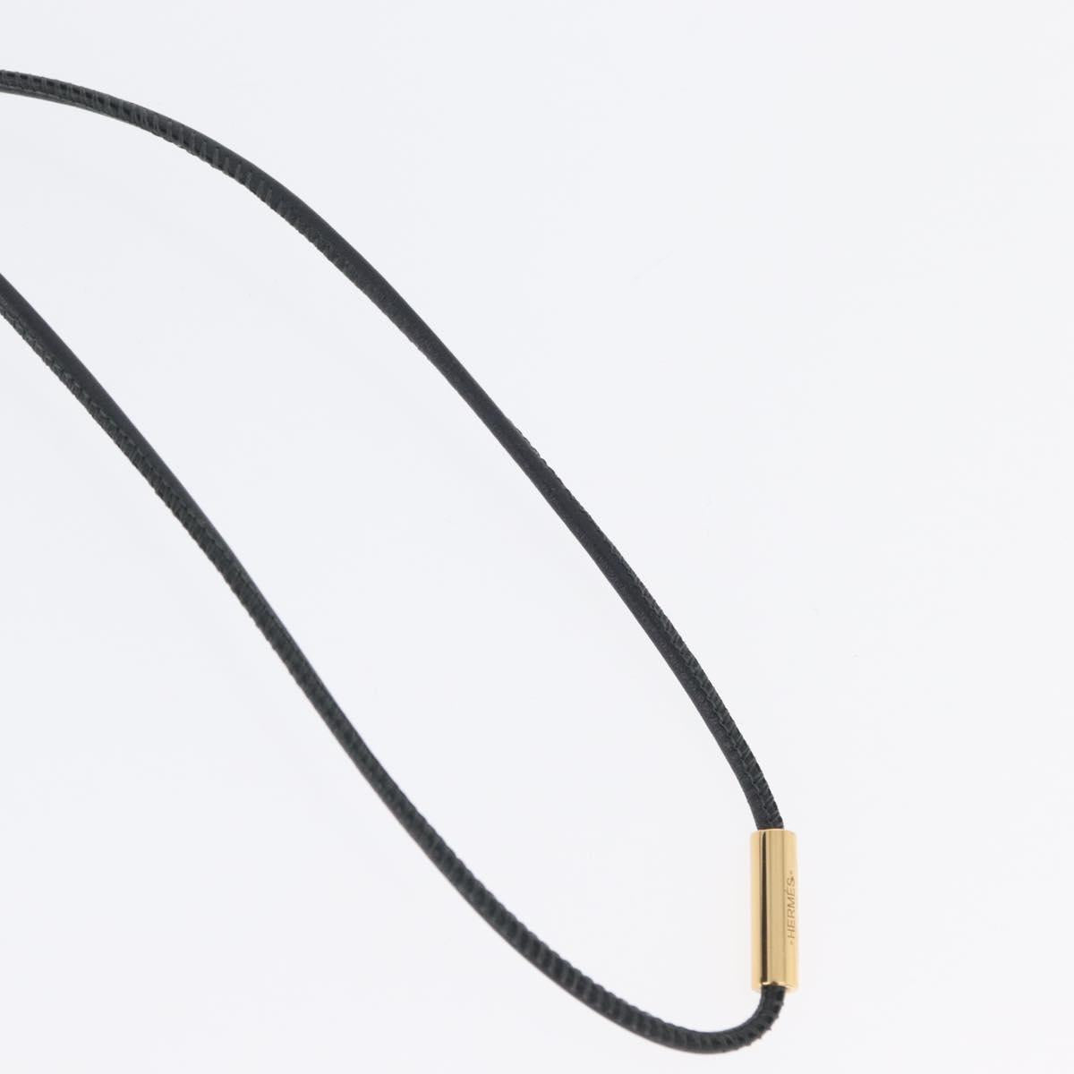 HERMES Mon Petit Kelly PM Necklace Leather Black Auth 170847M