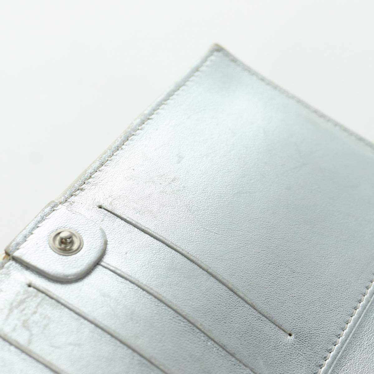 FENDI Chain Wallet Shoulder Bag Leather Silver Auth 170855V