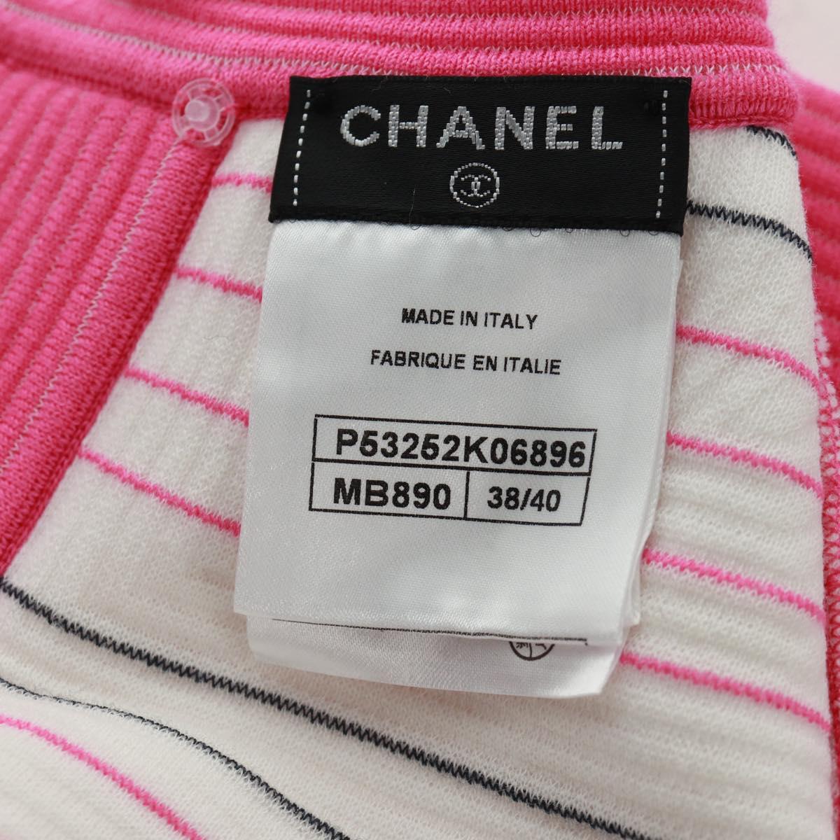 CHANEL Cape Poncho cotton White Pink CC Auth 170887V