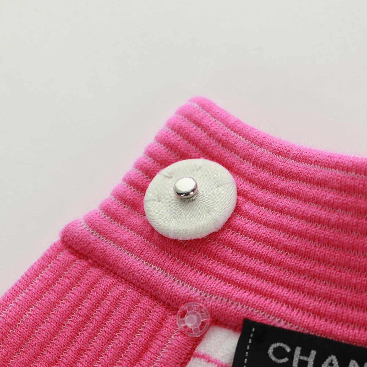 CHANEL Cape Poncho cotton White Pink CC Auth 170887V