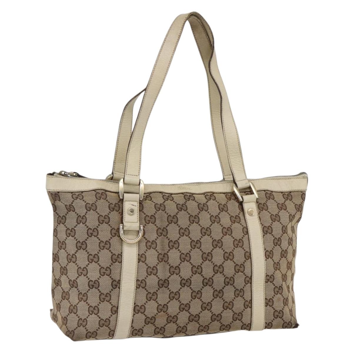 GUCCI GG Canvas Abbey Tote Bag Beige Gold 141470 Auth 170896
