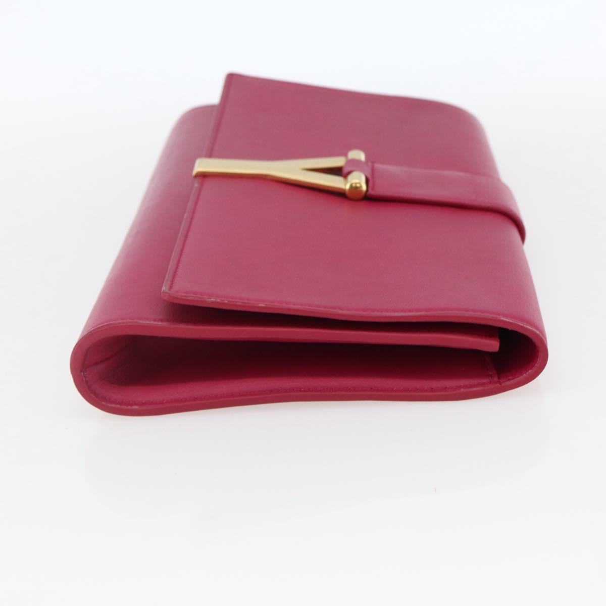 SAINT LAURENT Y Line Clutch Bag Leather Pink Gold 311213 Auth 170902