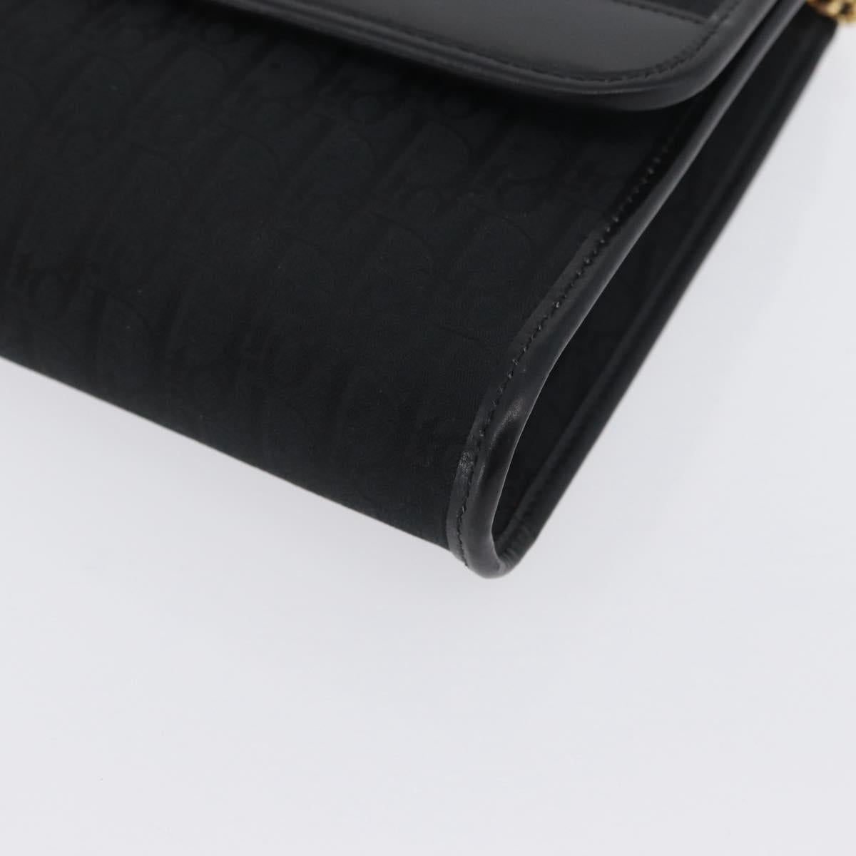 Christian Dior Trotter Canvas Chain Shoulder Bag Black Gold Auth 170904