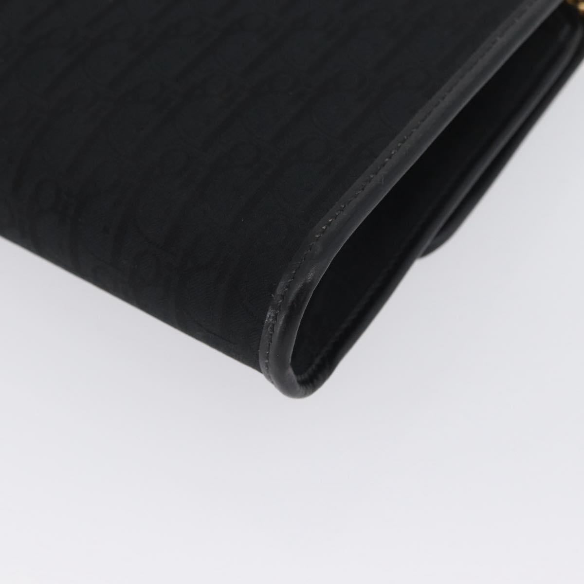 Christian Dior Trotter Canvas Chain Shoulder Bag Black Gold Auth 170904