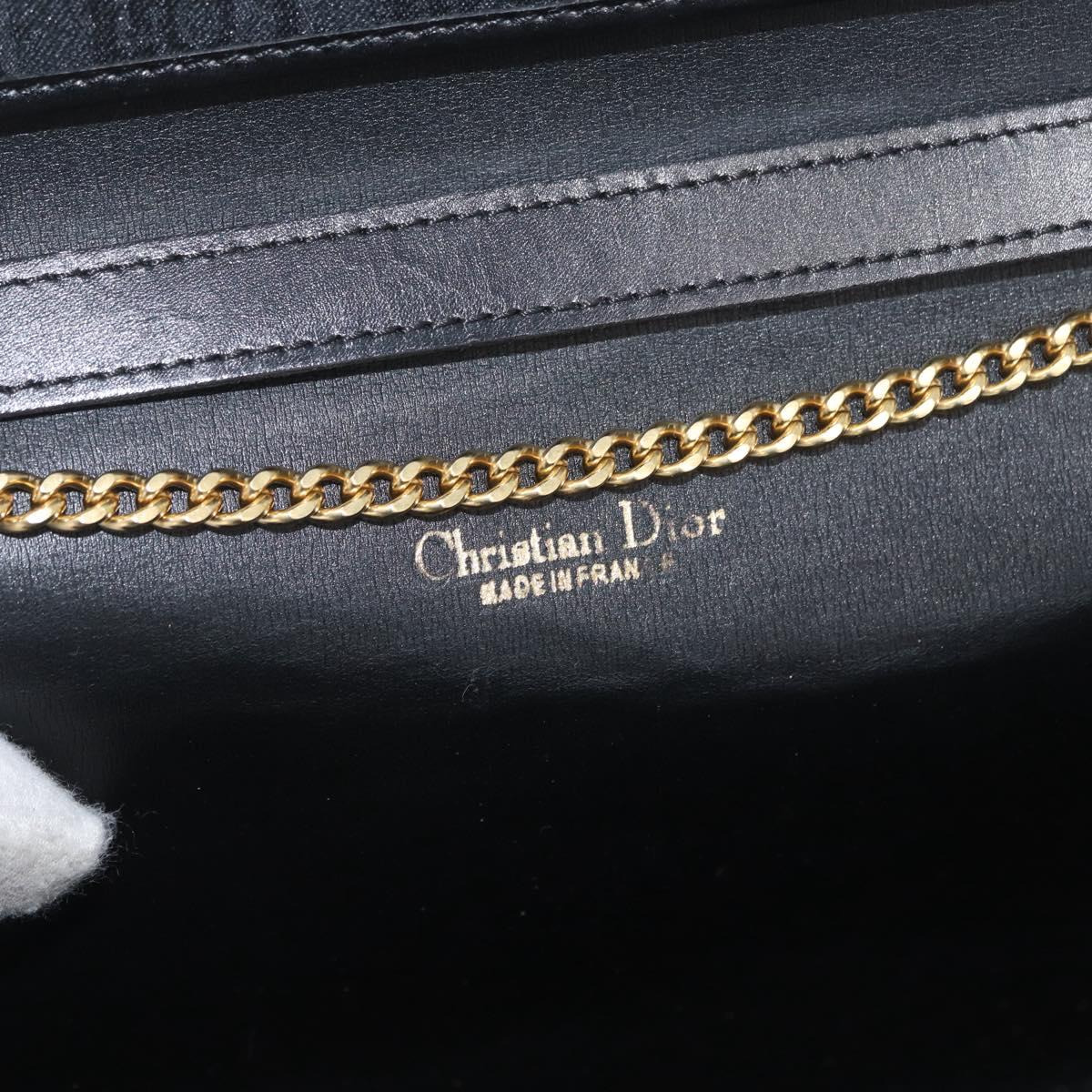 Christian Dior Trotter Canvas Chain Shoulder Bag Black Gold Auth 170904