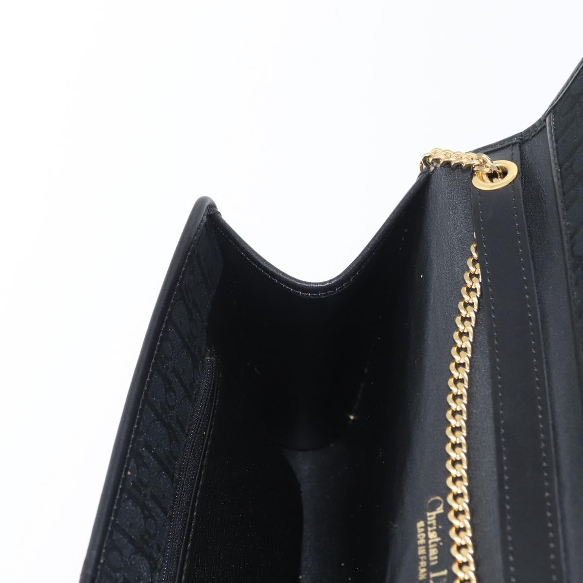 Christian Dior Trotter Canvas Chain Shoulder Bag Black Gold Auth 170904