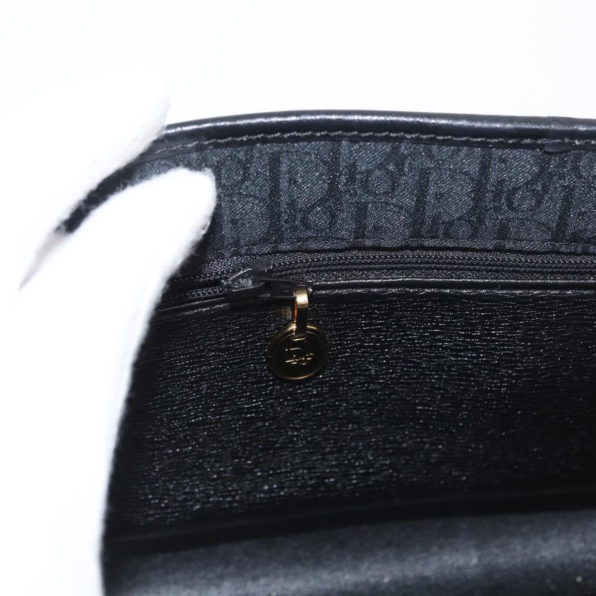 Christian Dior Trotter Canvas Chain Shoulder Bag Black Gold Auth 170904
