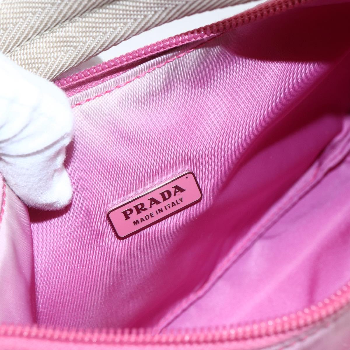 PRADA Hand Pouch Nylon Pink Auth 170906
