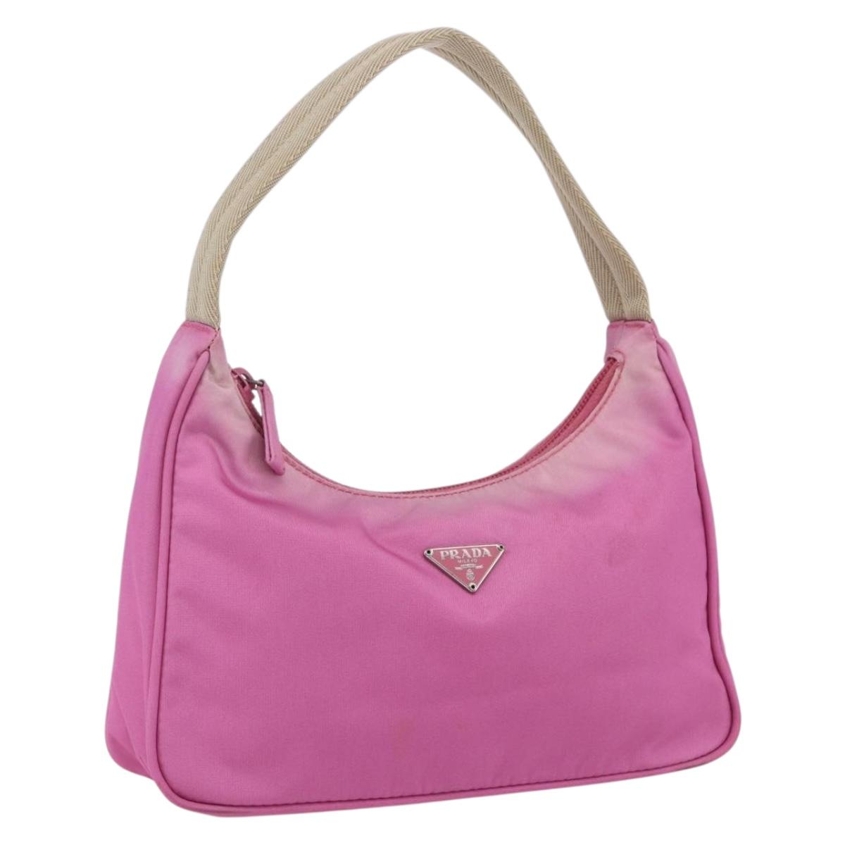PRADA Hand Pouch Nylon Pink Auth 170906