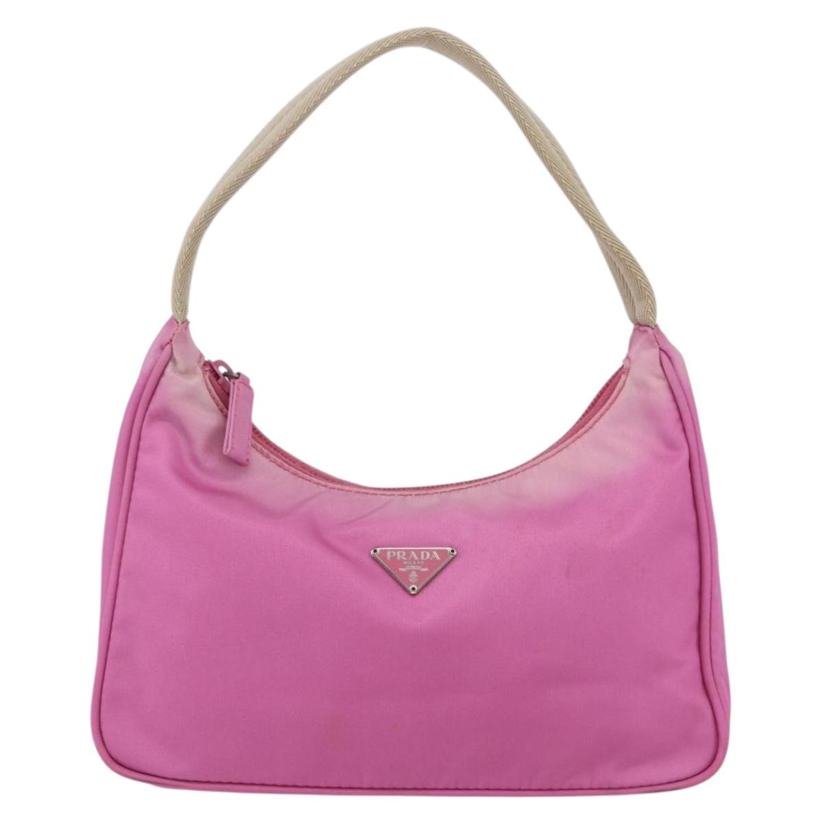 PRADA Hand Pouch Nylon Pink Auth 170906