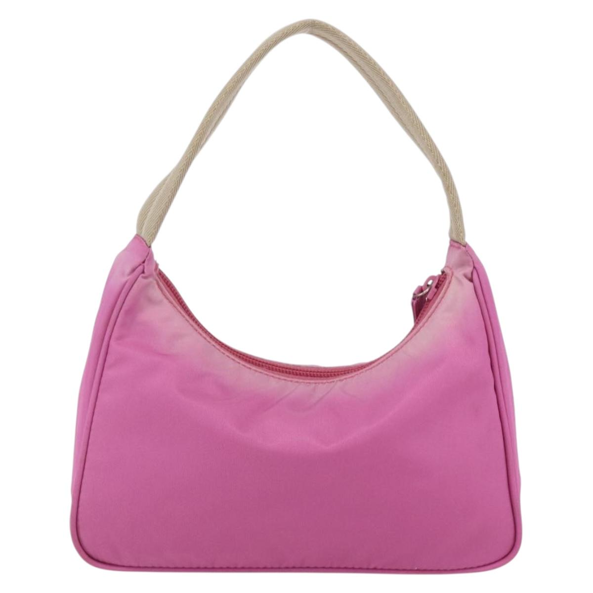 PRADA Hand Pouch Nylon Pink Auth 170906