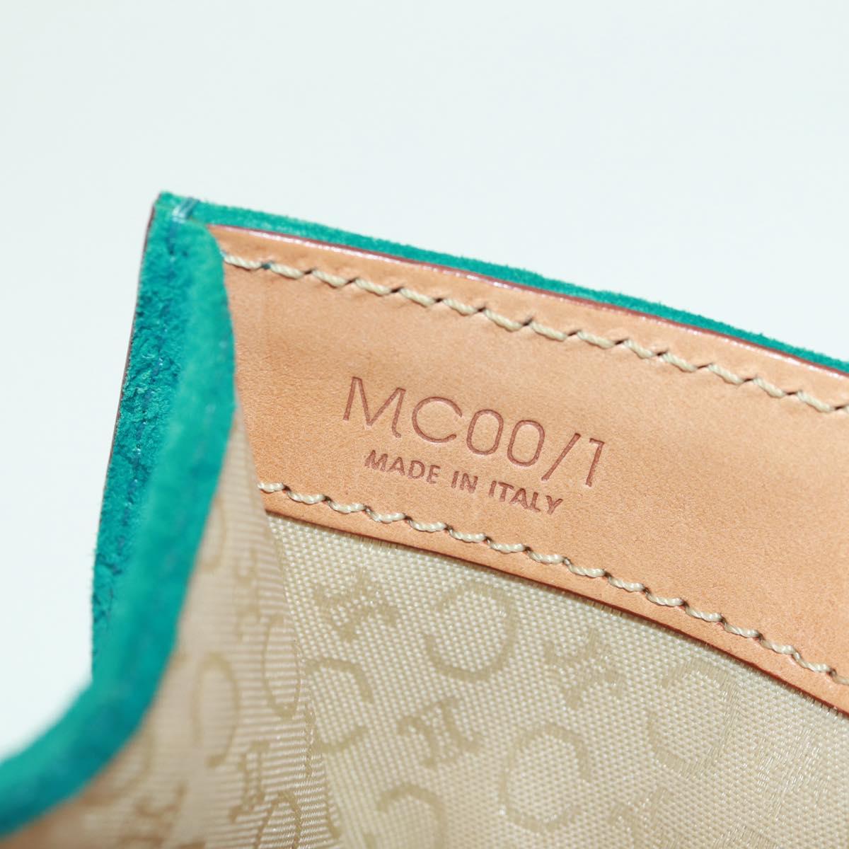 CELINE C Macadam Canvas Hand Bag Suede Turquoise Blue Silver Auth 170908V