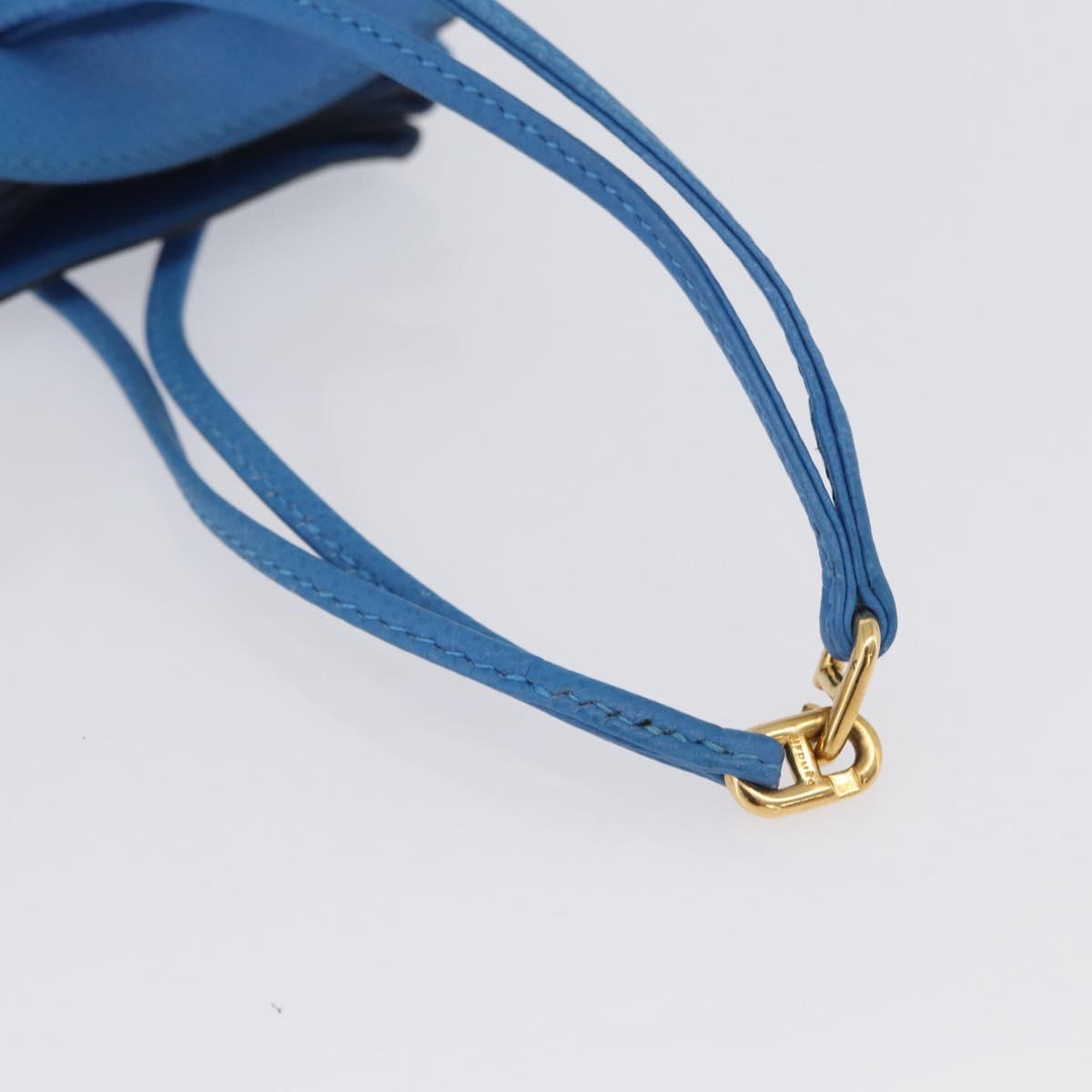 HERMES Vespa Pouch Leather Blue Auth 170911
