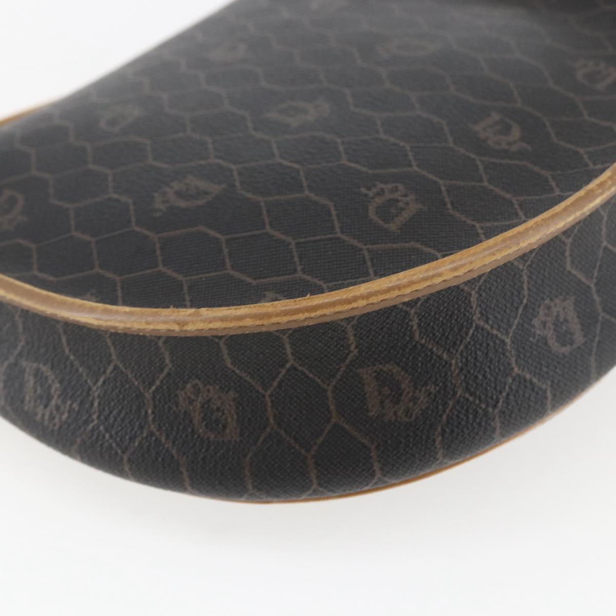 Christian Dior Honeycomb Canvas Shoulder Bag PVC Black Gold Auth 170912