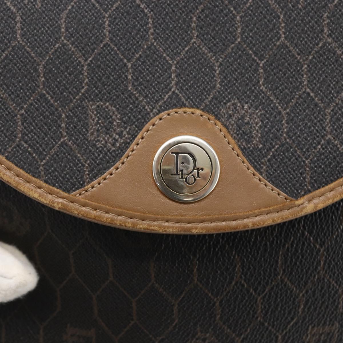 Christian Dior Honeycomb Canvas Shoulder Bag PVC Black Gold Auth 170912