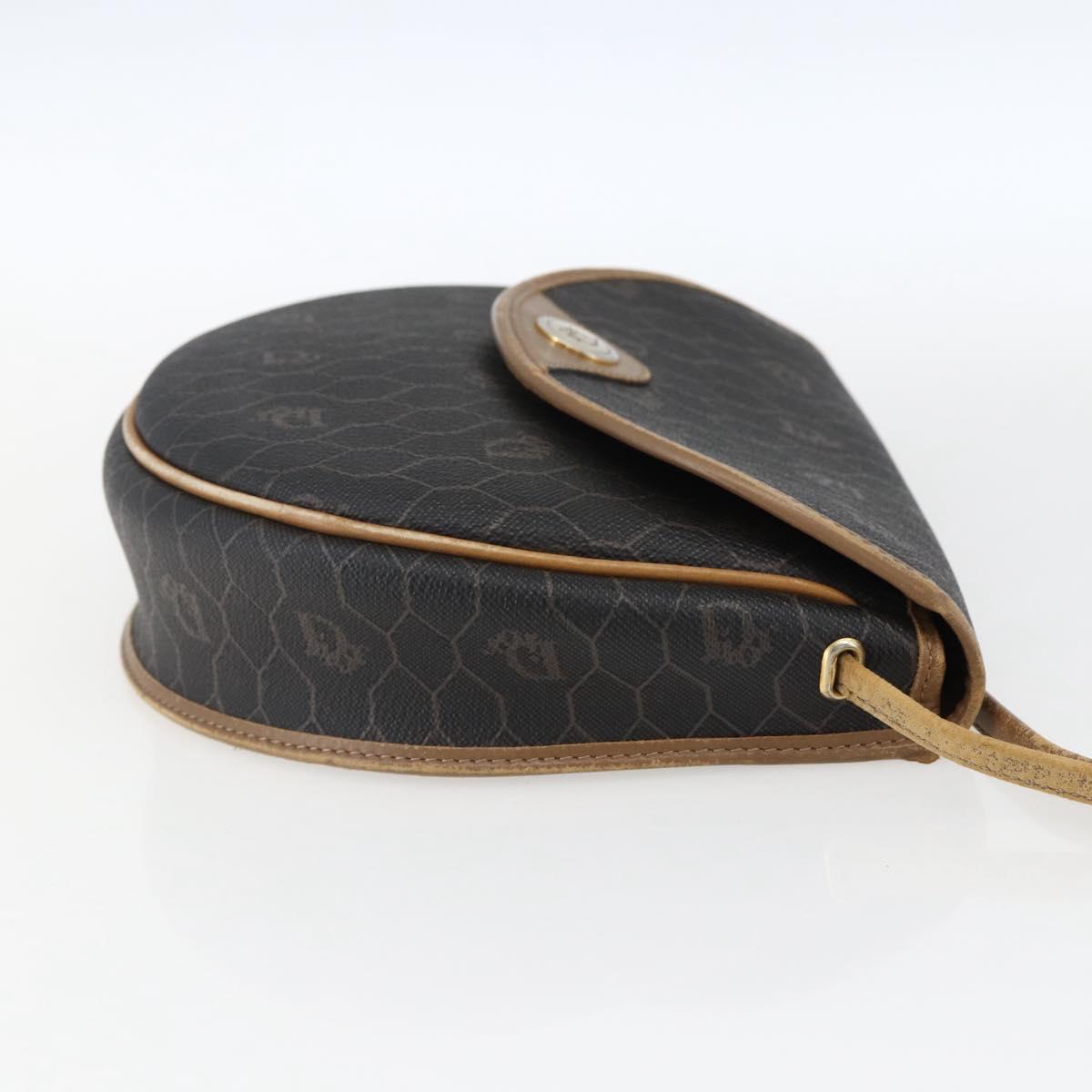 Christian Dior Honeycomb Canvas Shoulder Bag PVC Black Gold Auth 170912