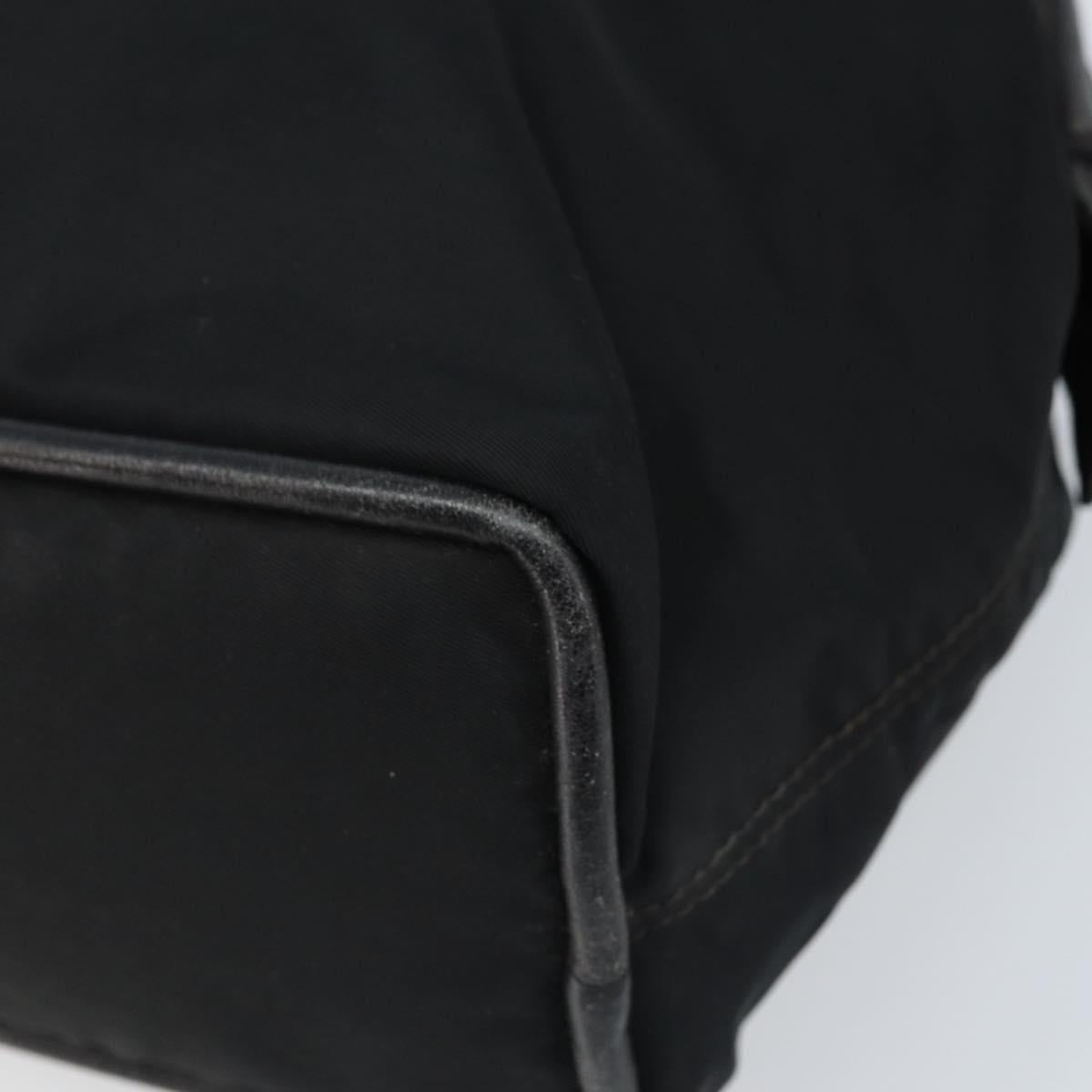 CELINE Circle Shoulder Bag Nylon Leather Black Gold Auth 170915