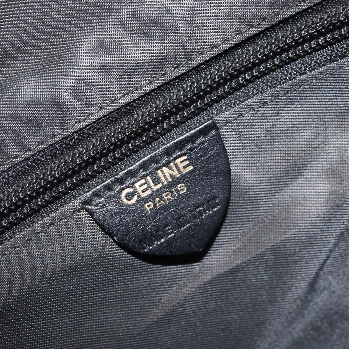 CELINE Circle Shoulder Bag Nylon Leather Black Gold Auth 170915