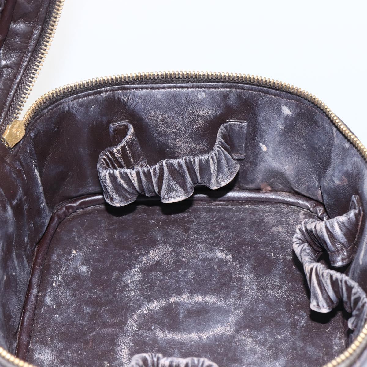 CHANEL Matelasse Vanity Hand Bag Lamb Skin Dark Brown Gold CC Auth 170916