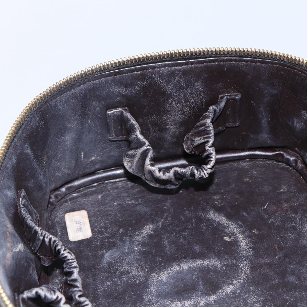 CHANEL Matelasse Vanity Hand Bag Lamb Skin Dark Brown Gold CC Auth 170916
