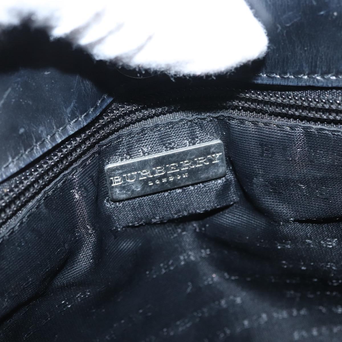 BURBERRY Nova Check Hand Bag PVC Beige Silver Auth 170920