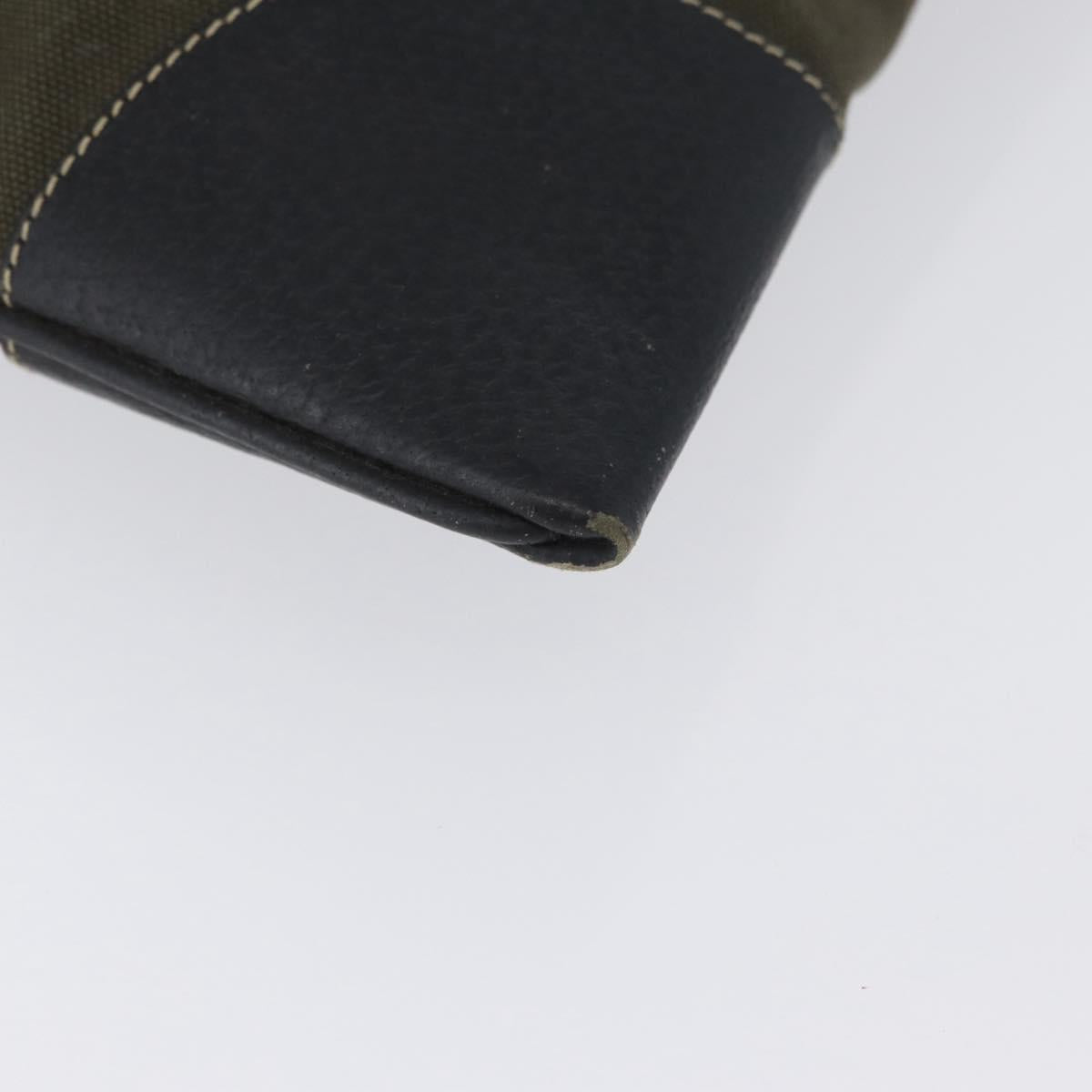 PRADA Hand Bag Canvas Leather Khaki Silver Auth 170921