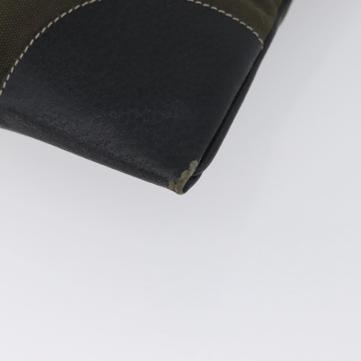 PRADA Hand Bag Canvas Leather Khaki Silver Auth 170921