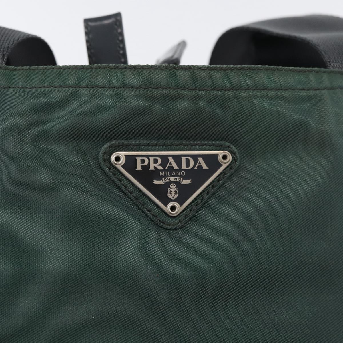 PRADA Tote Bag Nylon Green Silver Auth 170923A